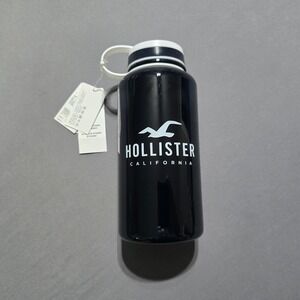 new Hollister Water Bottle OS Black White Logo Gift Exclusive